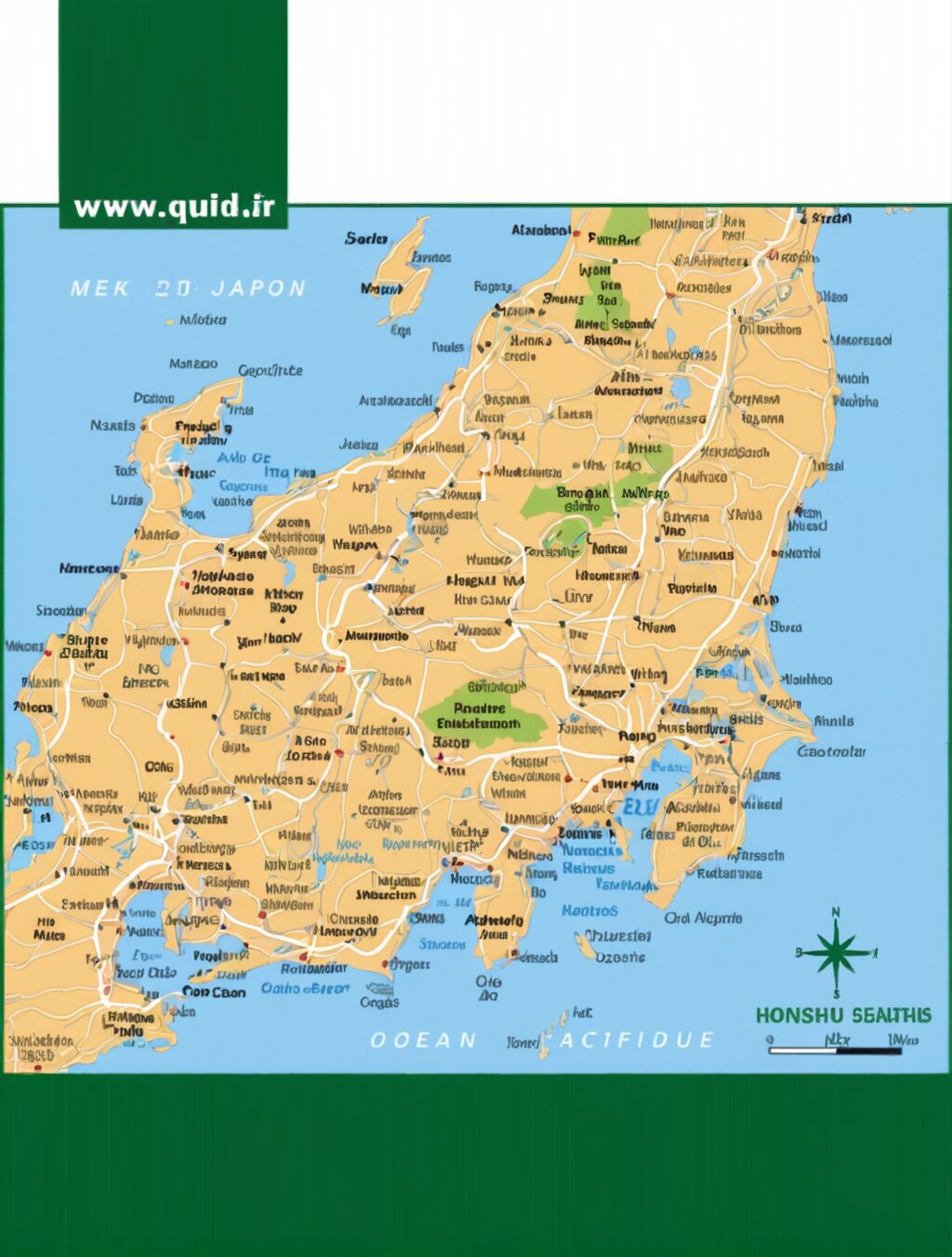 honshu japan map