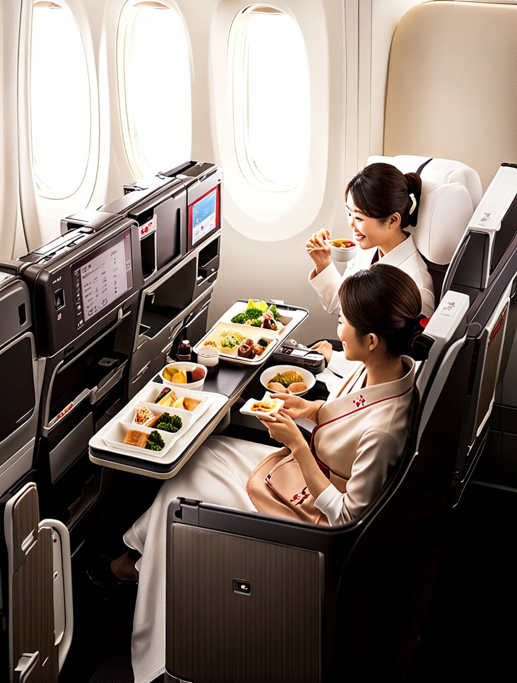 japan airlines premium economy food