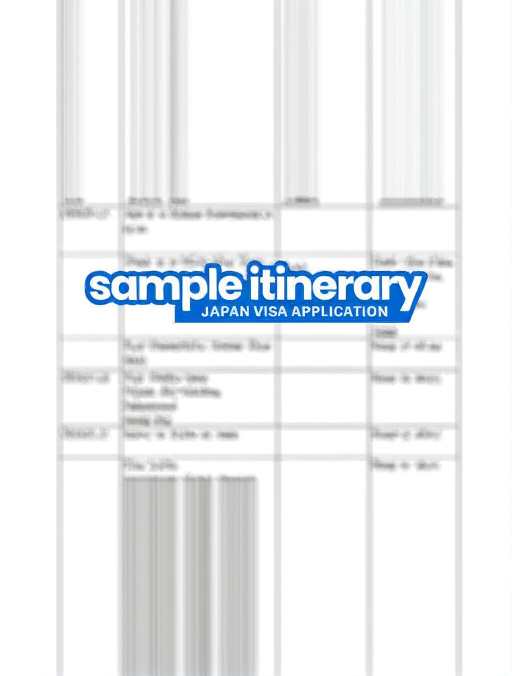 japan itinerary for visa application