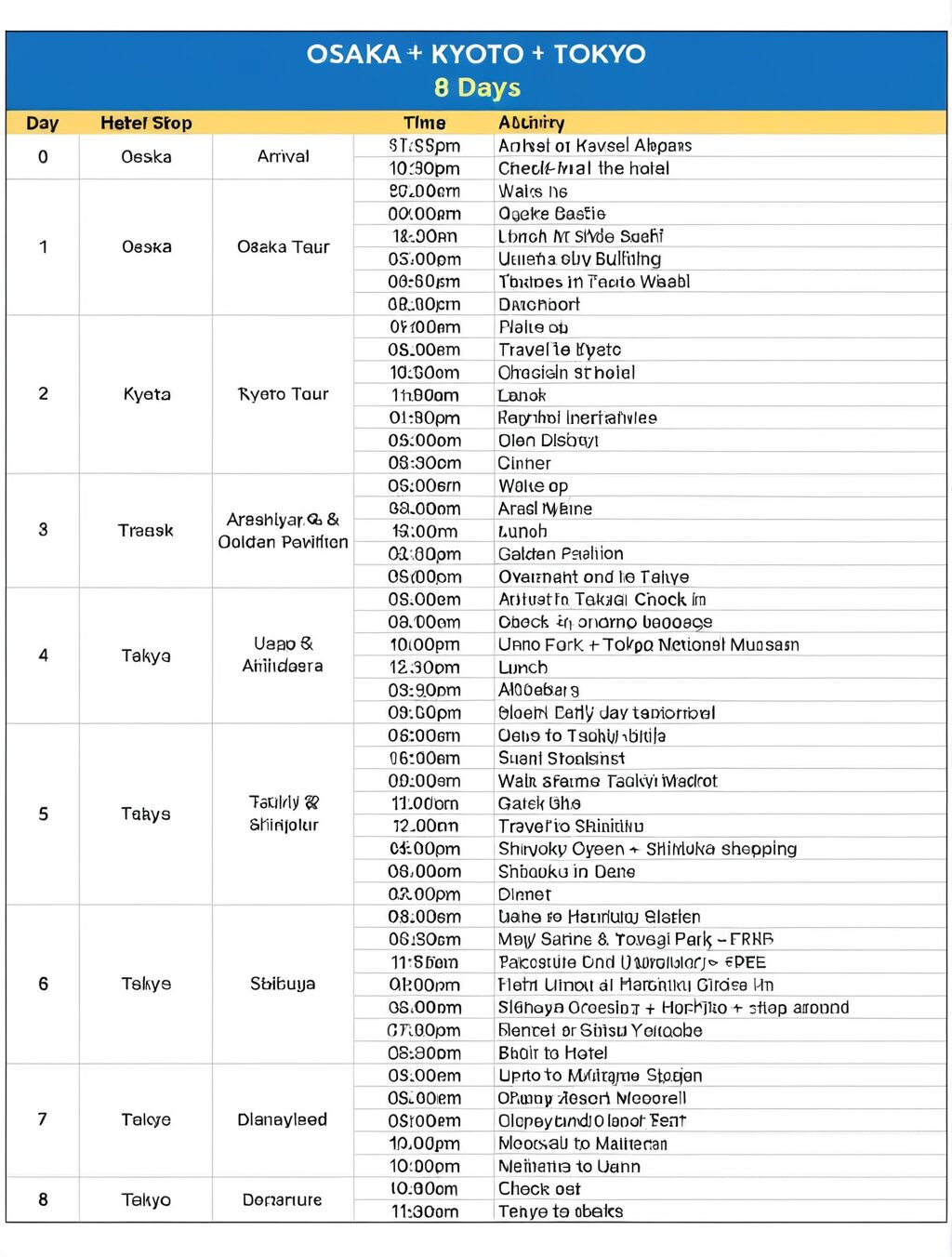 japan travel itinerary 8 days