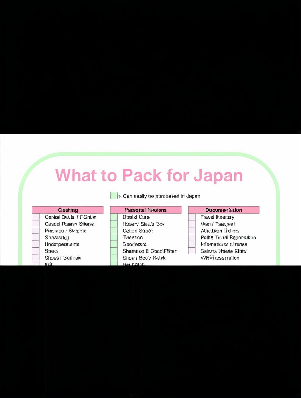 japan travel packing list reddit