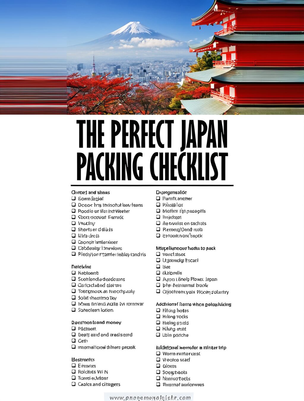 japan trip packing list
