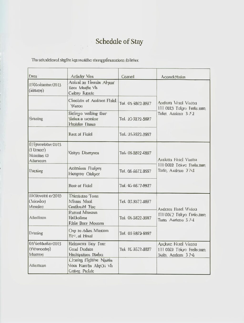 japan visa flight itinerary