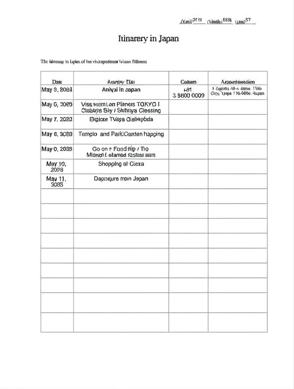 japan visa itinerary philippines