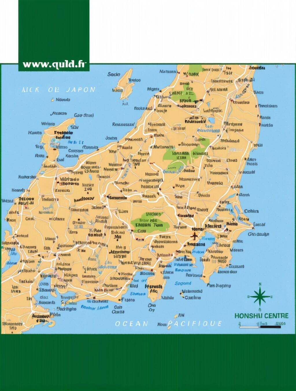 map of honshu island japan