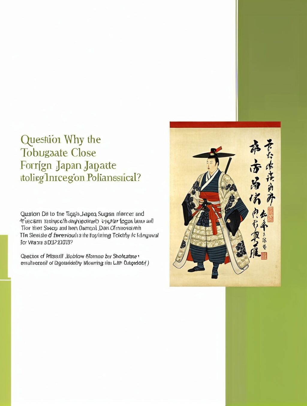 question why did the tokugawa shogunate close japan to foreign influence