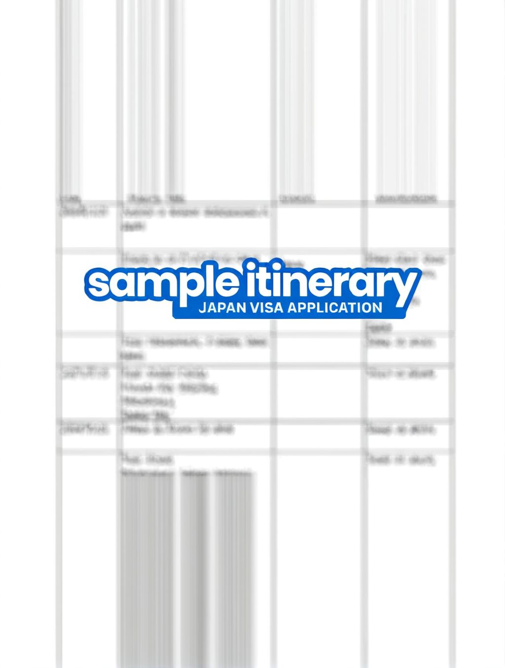 sample itinerary for japan visa tokyo