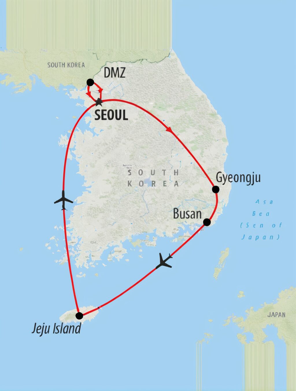 south korea and japan itinerary