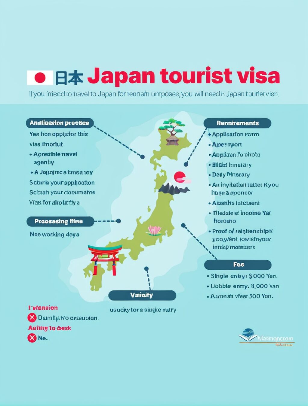 travel itinerary for japan visa application