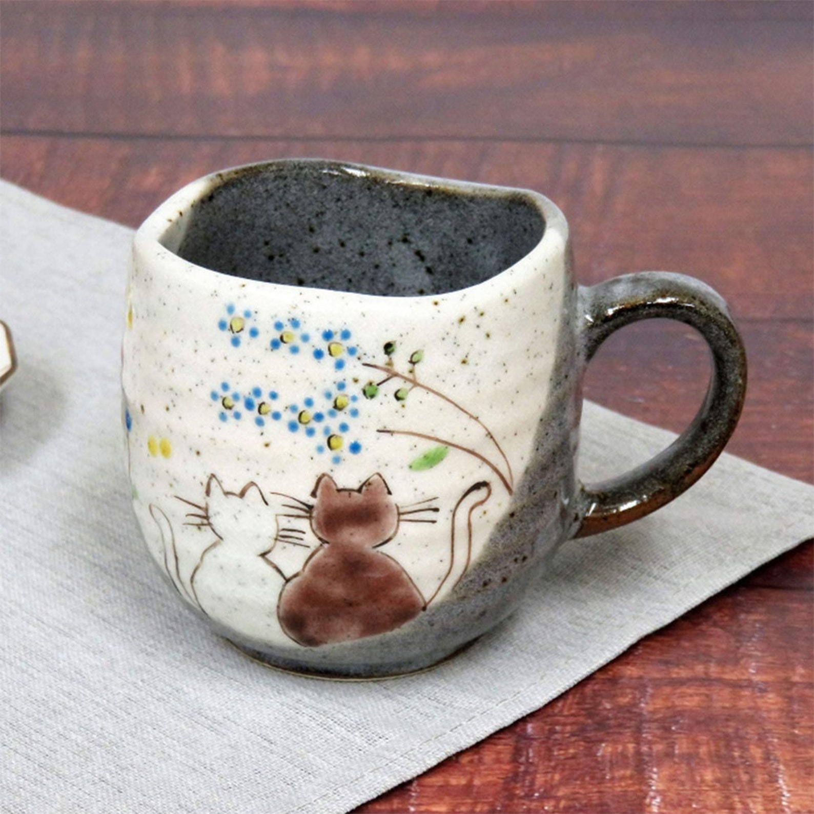 Handmade Japanese ceramic mug golden flower pottery cup | Etsy